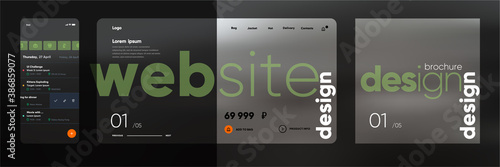 Set of vector illustration with a single abstract background. Cover, landing page and mobile screen. Template and design elements.