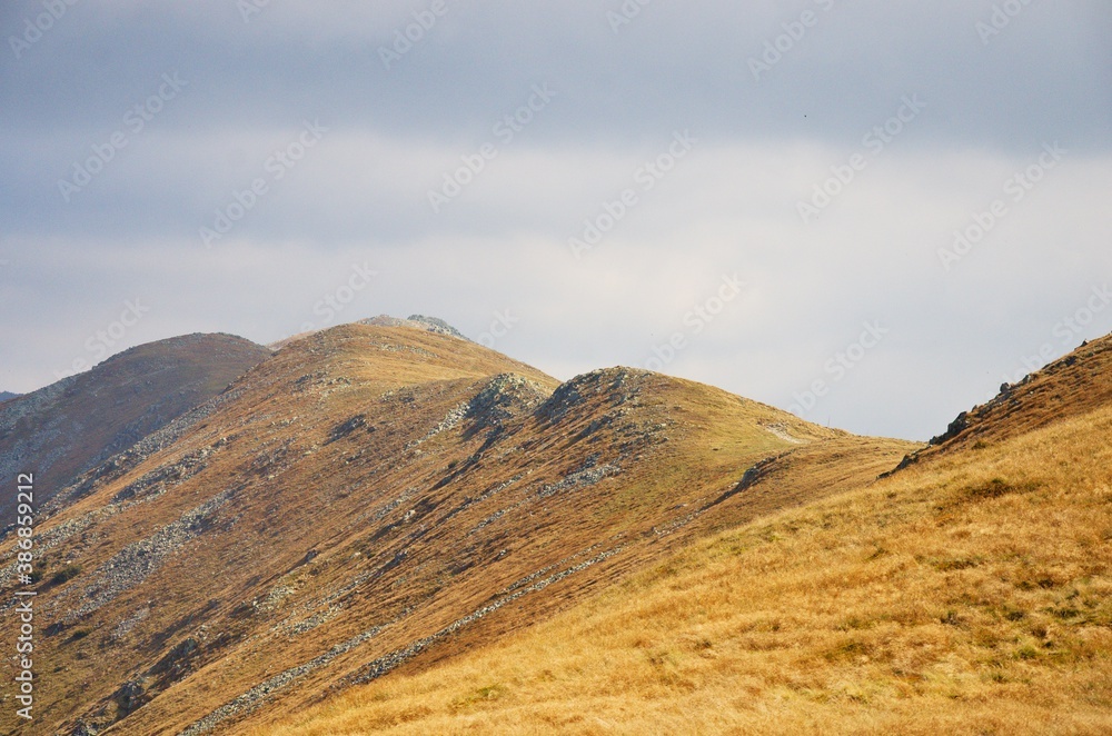 Mountain ridge during autumn