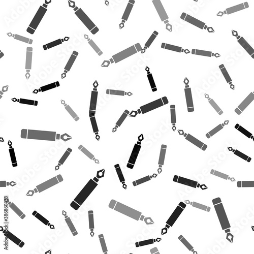 Black Fountain pen nib icon isolated seamless pattern on white background. Pen tool sign. Vector.