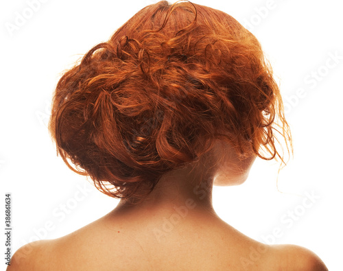 hairstyle red. back view