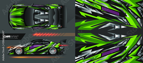 full car wrap design, with sporty abstract background