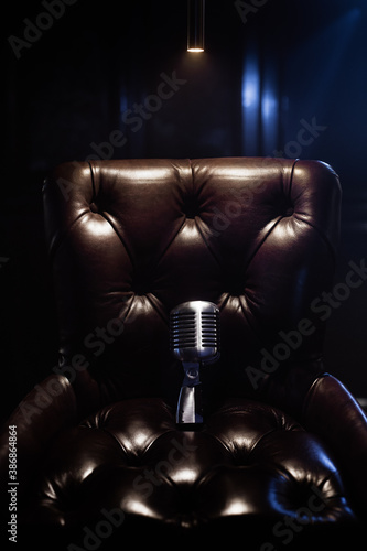 Retro microphone in a pub