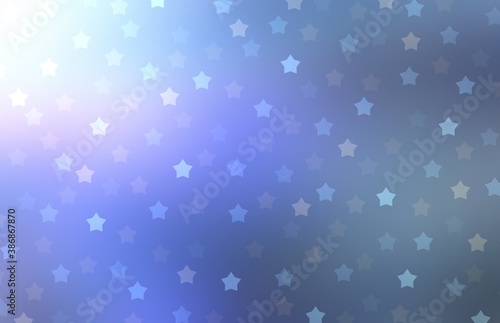 Bokeh stars on glowing night sky fantasy illustration. Blue lilac shiny background. photo