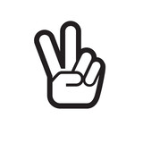 Hand icon victory sign. Vector icon. Black and white illustration.