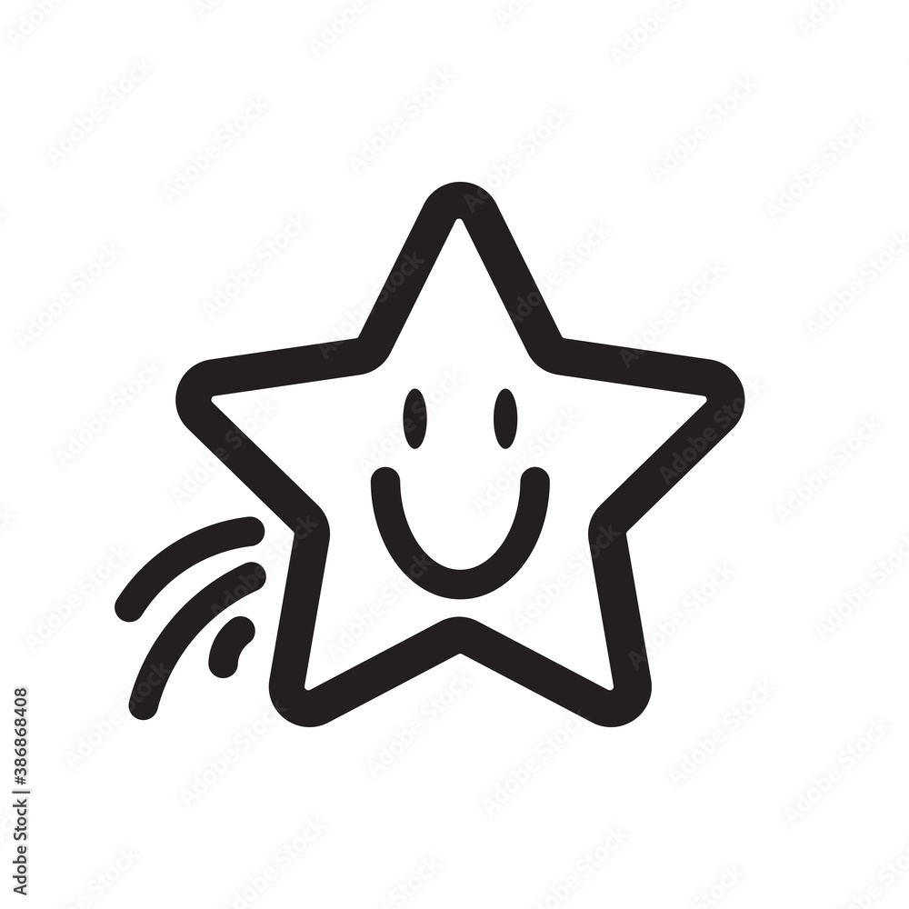 Smiley. Vector happy face. Flying yellow star Smiley. Vector happy face. Flying yellow star