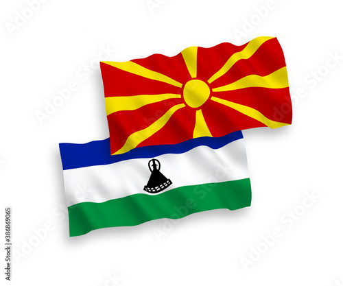 Flags of Lesotho and North Macedonia on a white background