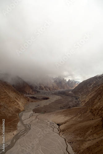 braldo river in karakorum mountains in pakistan  photo