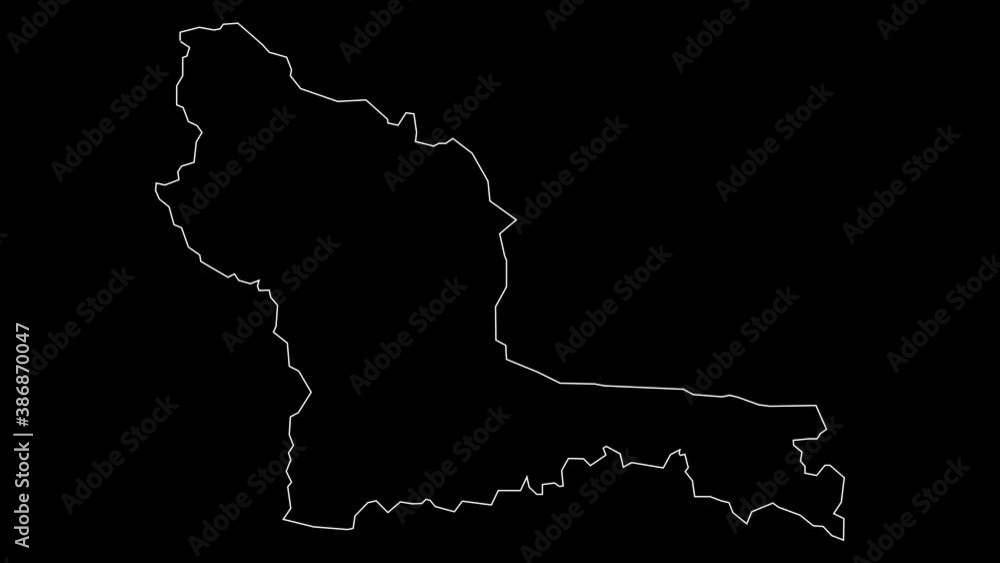 Southwest Bulgaria region map outline animation Southwest Bulgaria region map outline animation