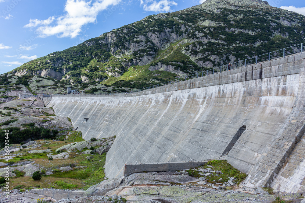 Gelmer dam near by the Grimselpass in Swiss Alps, Switzerland