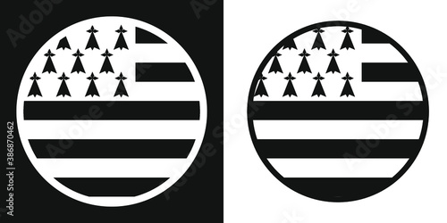 DRAPEAU BRETON NOIR ET BLANC PASTILLE STICKER