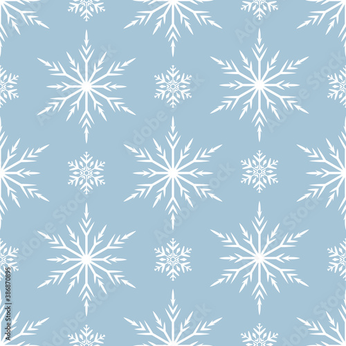 Snowflakes seamless pattern. Magic holiday texture for Merry Christmas. Vector isolated winter festive background for wrapping paper.