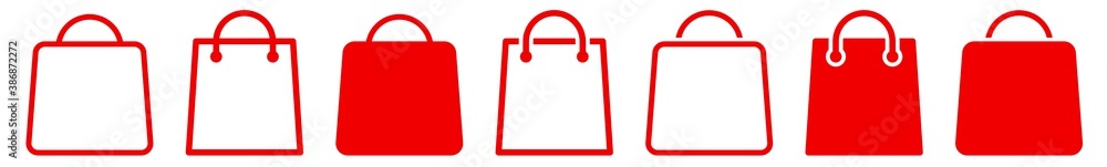 Shopping Bag Icon Red | Paper Bags Illustration | Online Shop Symbol | E-Commerce Logo | Commerce Sign | Isolated | Variations Shopping Bag Icon Red | Paper Bags Illustration | Online Shop Symbol | E-Commerce Logo | Commerce Sign | Isolated | Variations