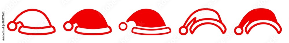 Santa Hat Icon Red | Christmas Illustration | Nicholas Cap Symbol | Xmas Logo | December Sign | Isolated | Variations Santa Hat Icon Red | Christmas Illustration | Nicholas Cap Symbol | Xmas Logo | December Sign | Isolated | Variations