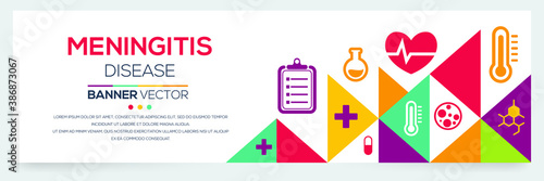 Creative (Meningitis) disease Banner Word with Icons ,Vector illustration.	