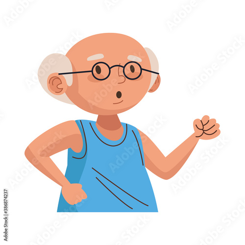 old man eldery running character