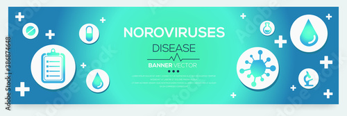 Creative (Noroviruses) disease Banner Word with Icons ,Vector illustration.	