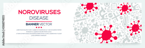 Creative (Noroviruses) disease Banner Word with Icons ,Vector illustration.	