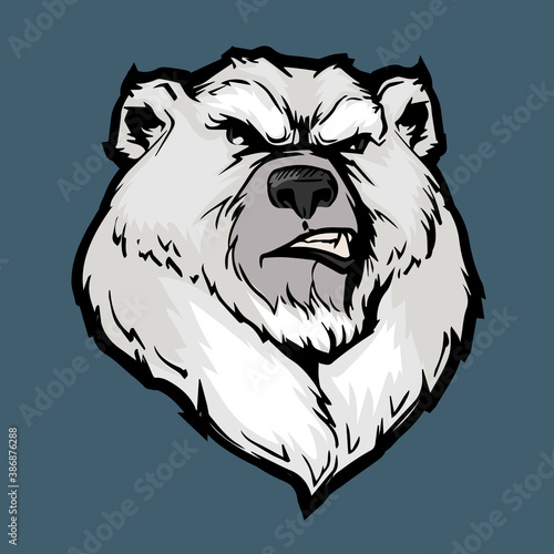 Cool polar bear portrait. tattoo. hand drawn. illustration