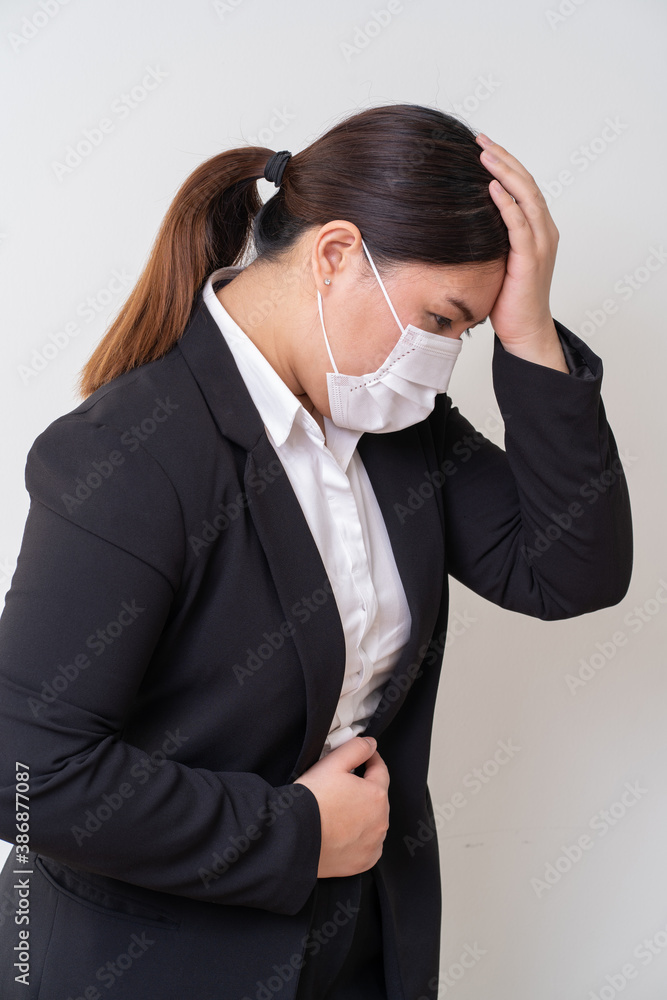 Asian women wearing surgical face mask to prevent flu disease Corona virus Asian women wearing surgical face mask to prevent flu disease Corona virus