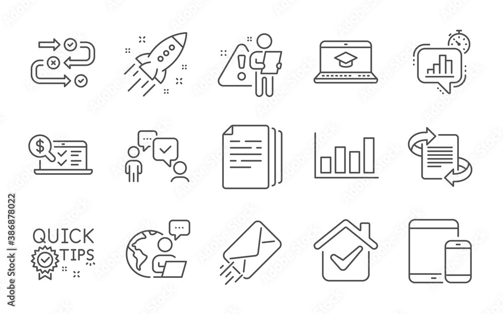 Marketing, E-mail and Online accounting line icons set. Copy documents, Quick tips and Website education signs. Consulting business, Report diagram and Statistics timer symbols. Line icons set. Vector Marketing, E-mail and Online accounting line icons set. Copy documents, Quick tips and Website education signs. Consulting business, Report diagram and Statistics timer symbols. Line icons set. Vector