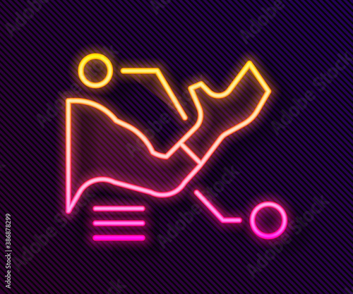 Glowing neon line Prosthesis hand icon isolated on black background. Futuristic concept of bionic arm, robotic mechanical hand. Vector.