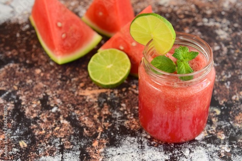 Refreshing summer drink watermelon  mint and lime