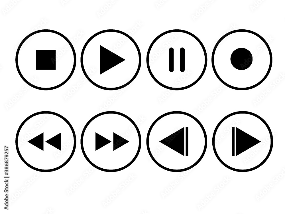 Musik Button Vektor Set isoliert auf weißen Hintergrund