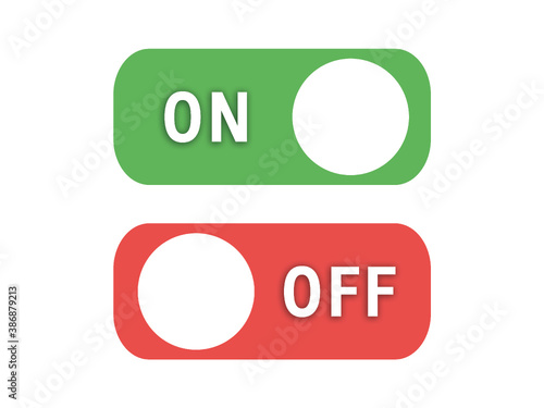 ON und OFF Schalter Button isoliert auf weißen Hintergrund