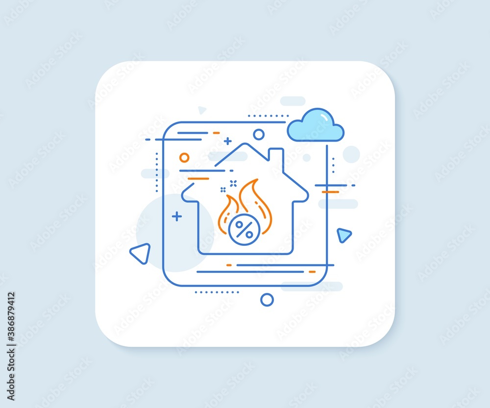 Loan percent line icon. Abstract vector button. Hot discount sign. Credit percentage symbol. Hot loan line icon. Home concept badge. Vector Loan percent line icon. Abstract vector button. Hot discount sign. Credit percentage symbol. Hot loan line icon. Home concept badge. Vector