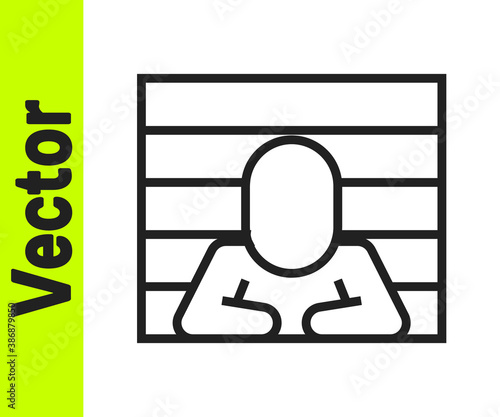 Black line Prisoner icon isolated on white background. Vector.