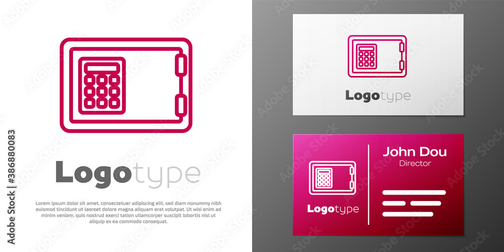 Logotype line Safe icon isolated on white background. The door safe a bank vault with a combination lock. Reliable Data Protection. Logo design template element. Vector.