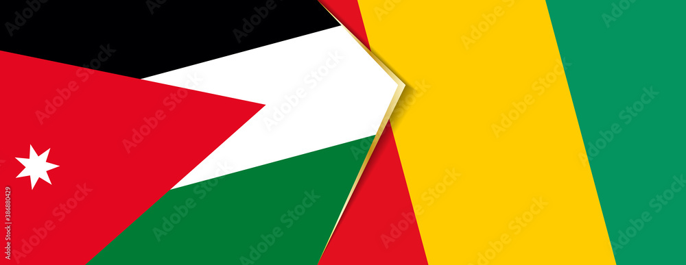 Jordan and Guinea flags, two vector flags. Jordan and Guinea flags, two vector flags.