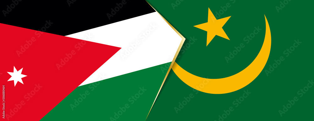 Jordan and Mauritania flags, two vector flags. Jordan and Mauritania flags, two vector flags.