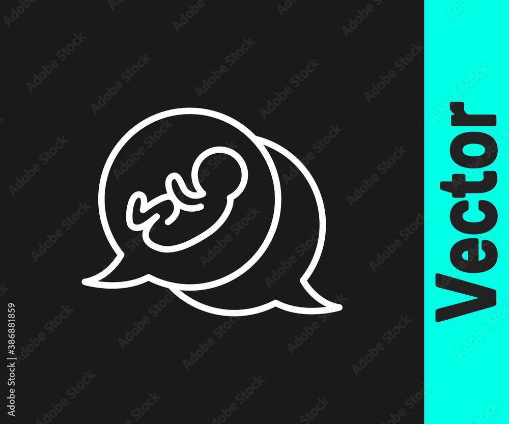 White line Baby icon isolated on black background. Vector. White line Baby icon isolated on black background. Vector.
