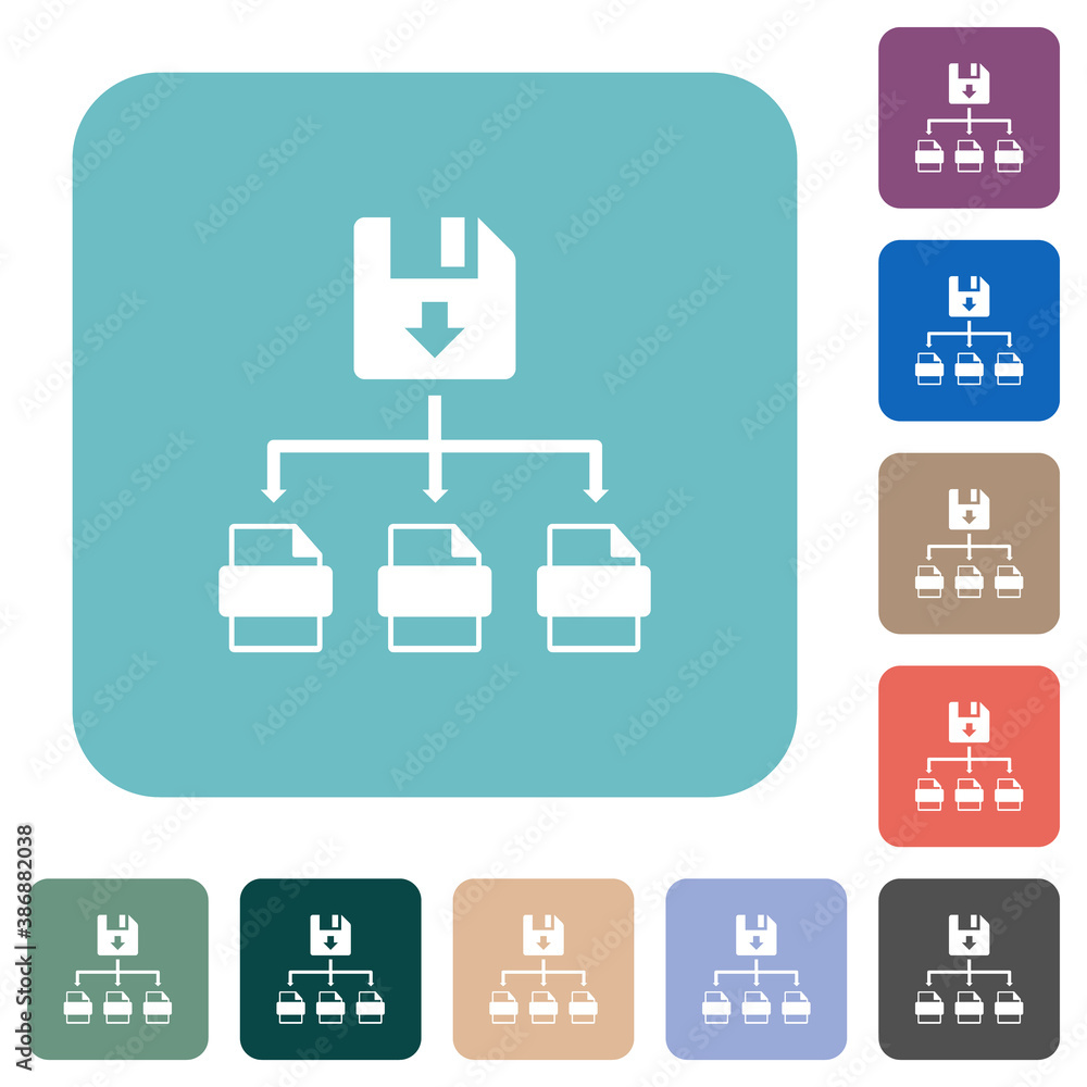 Save file as multiple format rounded square flat icons Save file as multiple format rounded square flat icons