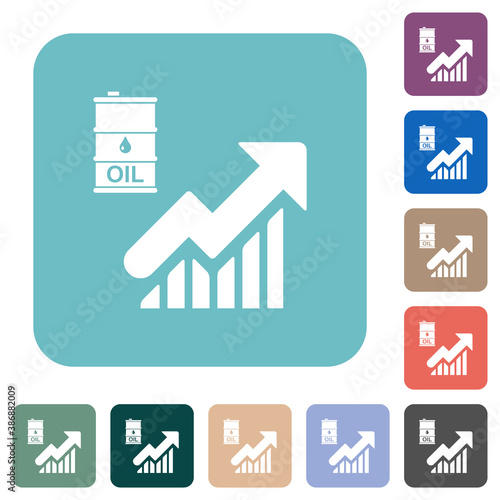 Oil trade graph rounded square flat icons