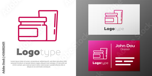 Logotype line Baby food icon isolated on white background. Logo design template element. Vector.