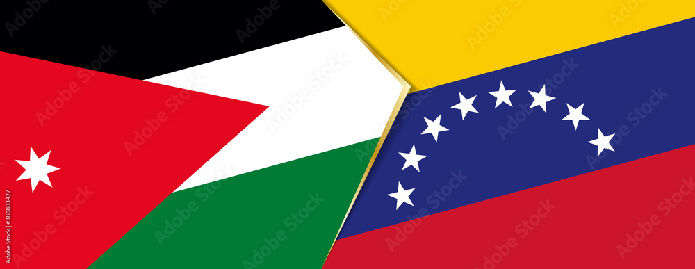 Jordan and Venezuela flags, two vector flags. Jordan and Venezuela flags, two vector flags.
