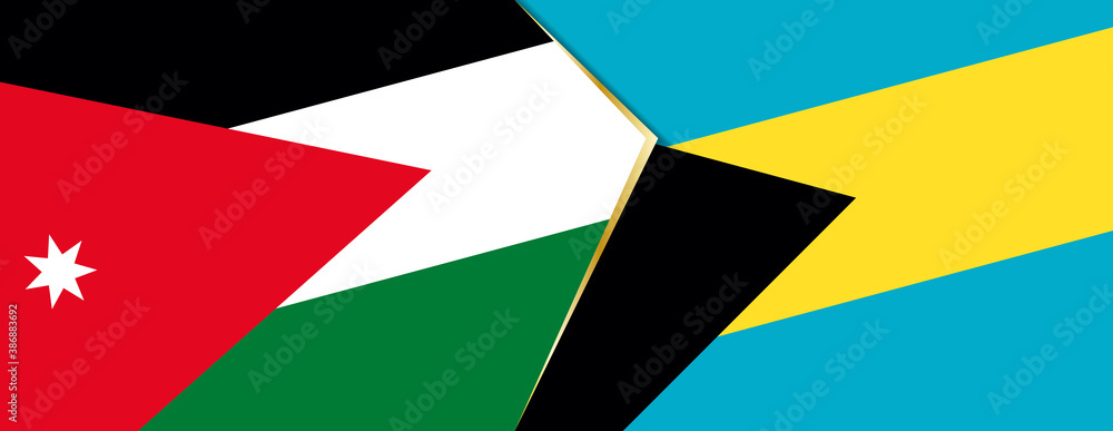 Jordan and The Bahamas flags, two vector flags. Jordan and The Bahamas flags, two vector flags.