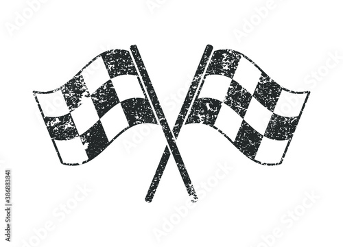 Motor sport checkered flag icon shape symbol. Finish/start check race logo sign. Vector illustration image. Isolated on white background.