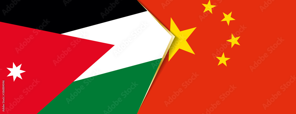 Jordan and China flags, two vector flags. Jordan and China flags, two vector flags.