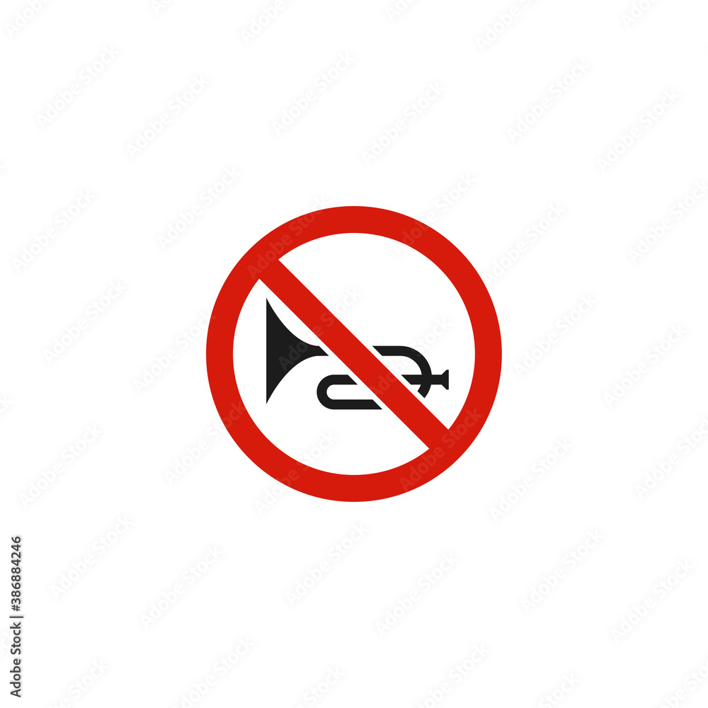No honking allowed sign icon. Prohibition symbol modern, simple, vector, icon for website design, mobile app, ui. Vector Illustration No honking allowed sign icon. Prohibition symbol modern, simple, vector, icon for website design, mobile app, ui. Vector Illustration