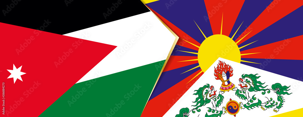 Jordan and Tibet flags, two vector flags. Jordan and Tibet flags, two vector flags.