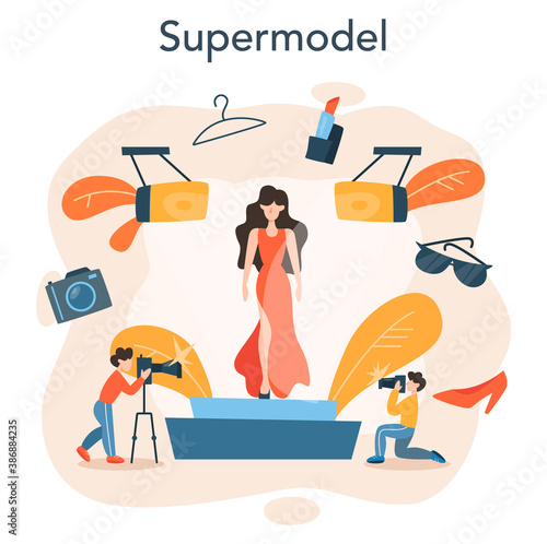 Fashion model concept. Man and woman represent new clothes