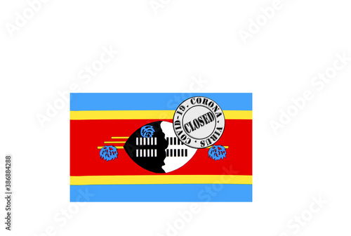 Obraz na płótnie flag with text closed by covid 19 and corona stamp w salonie