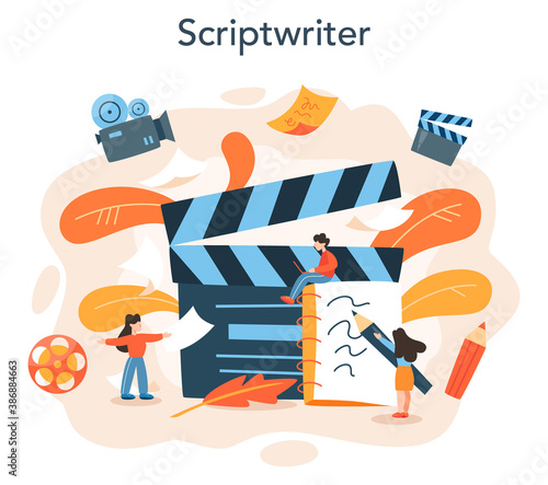 Screenwriter concept. Person create a screenplay for movie.