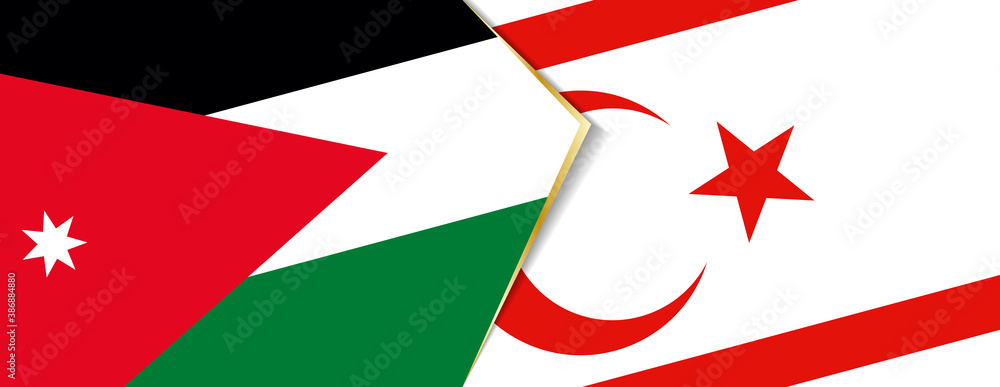 Jordan and Northern Cyprus flags, two vector flags. Jordan and Northern Cyprus flags, two vector flags.