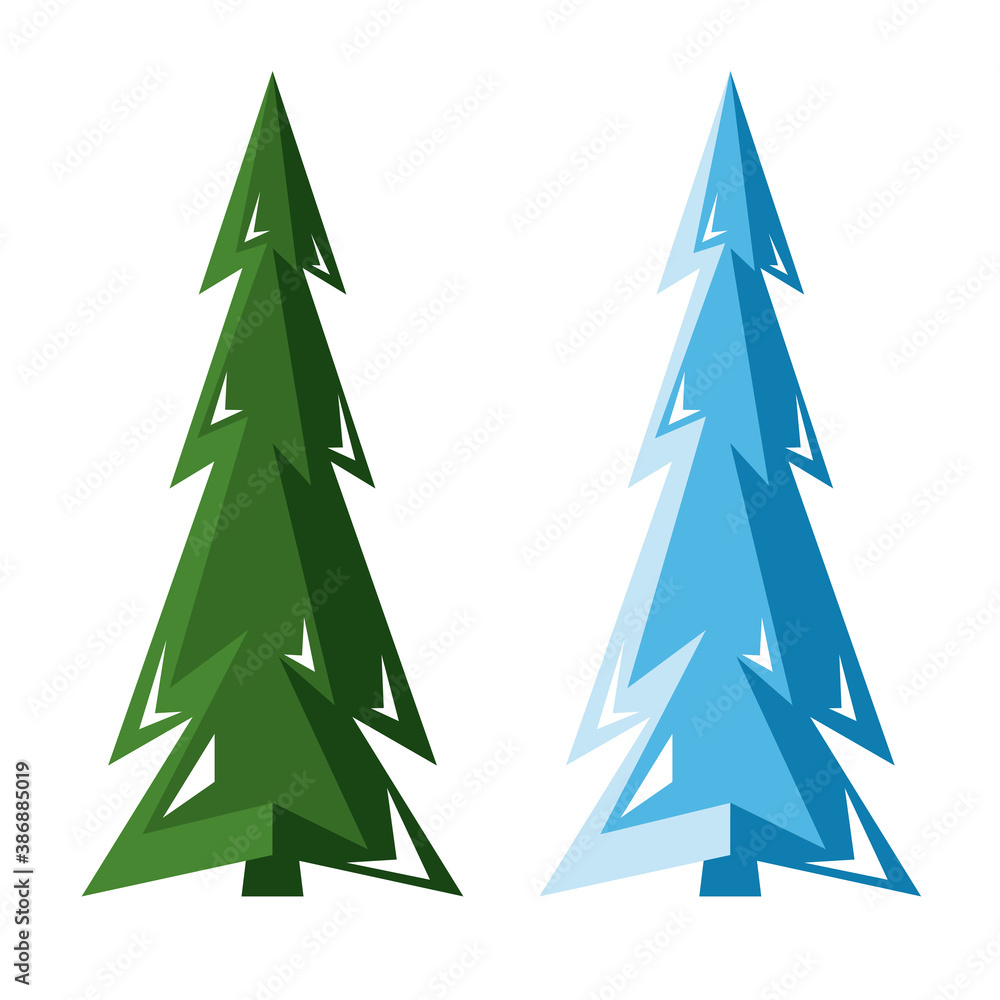 Christmas tree. Blue and green fir trees icon. Christmas tree. Blue and green fir trees icon.
