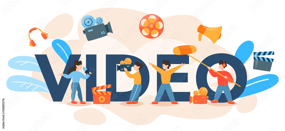Fototapeta premium Video typographic header. Movie and cinema industry. Making