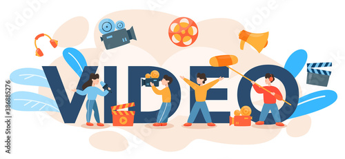 Video typographic header. Movie and cinema industry. Making